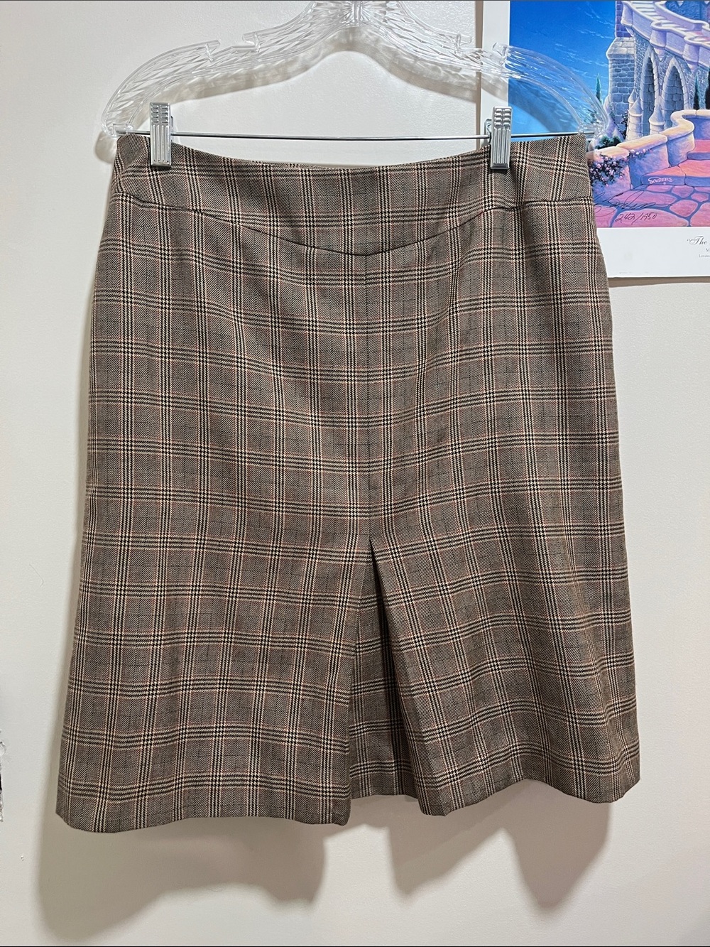 Plaid Pencil Skirt in Brown
